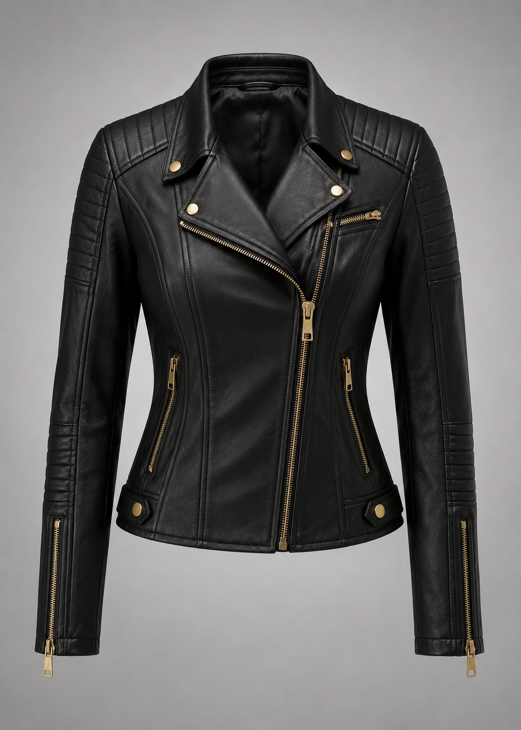 Laveroq Women’s Quilted Leather Biker Jacket