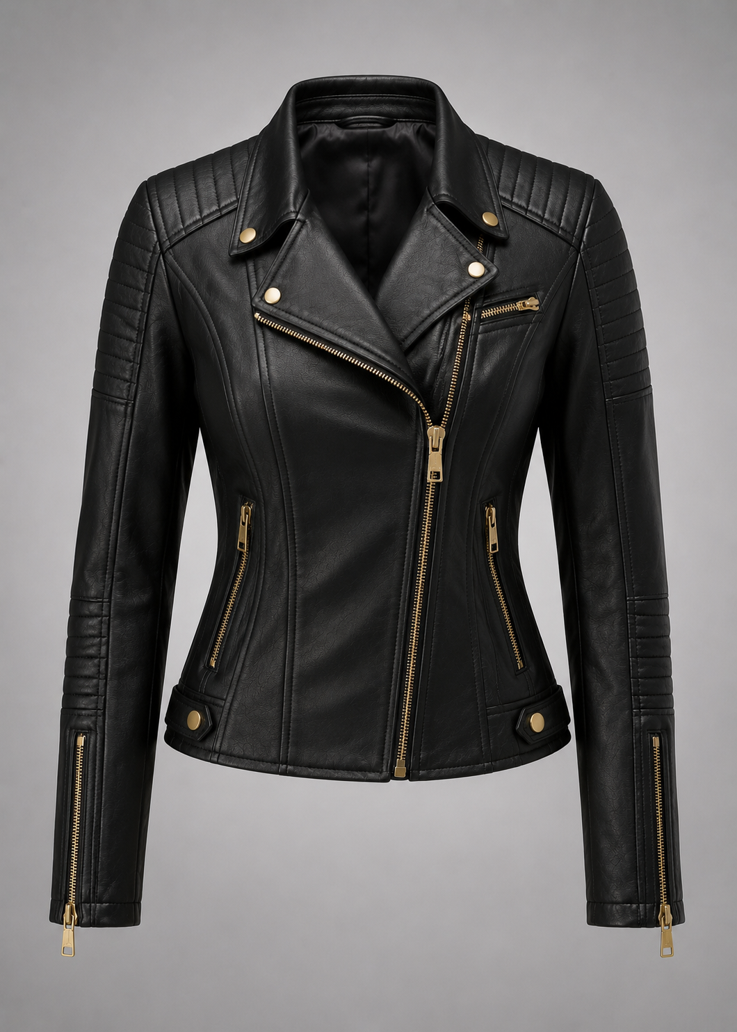 Laveroq Women’s Quilted Leather Biker Jacket