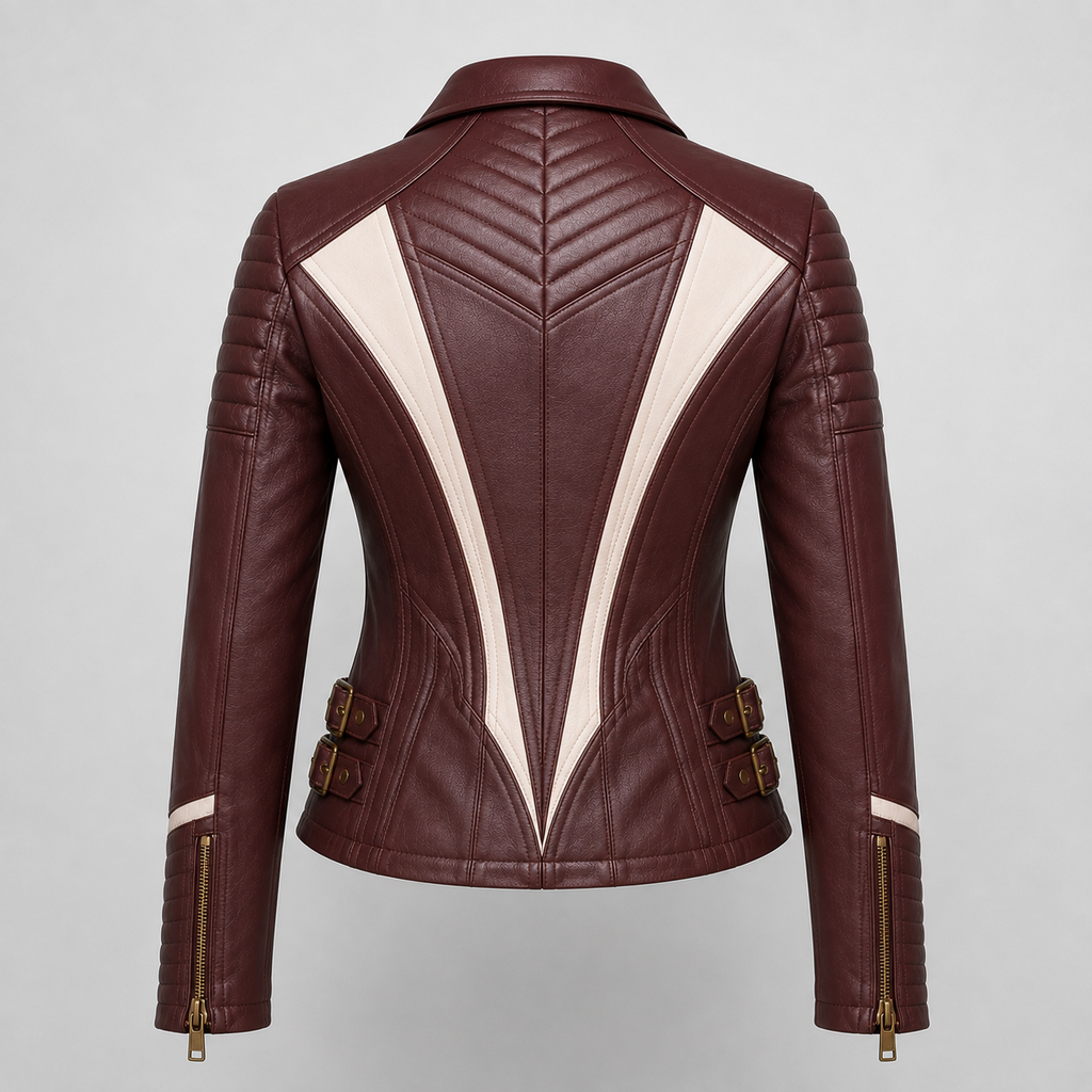 Laveroq Women’s Signature Burgundy Cowhide Leather Jacket