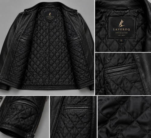 Men’s Black Genuine Leather Shirt Jacket with Utility Pockets
