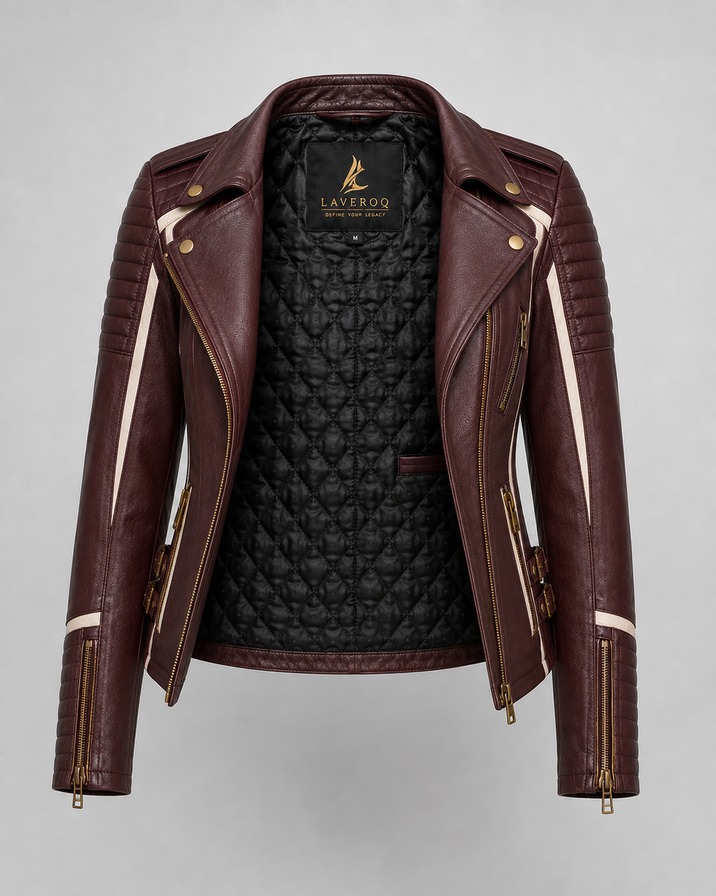Laveroq Women’s Signature Burgundy Cowhide Leather Jacket