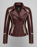 Laveroq Women’s Signature Burgundy Cowhide Leather Jacket