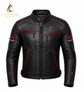 LAVEROQ Premium Black & Red Leather Motorcycle Jacket